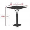 Luxembourg high pedestal table 80 cm × 80 cm dimensions