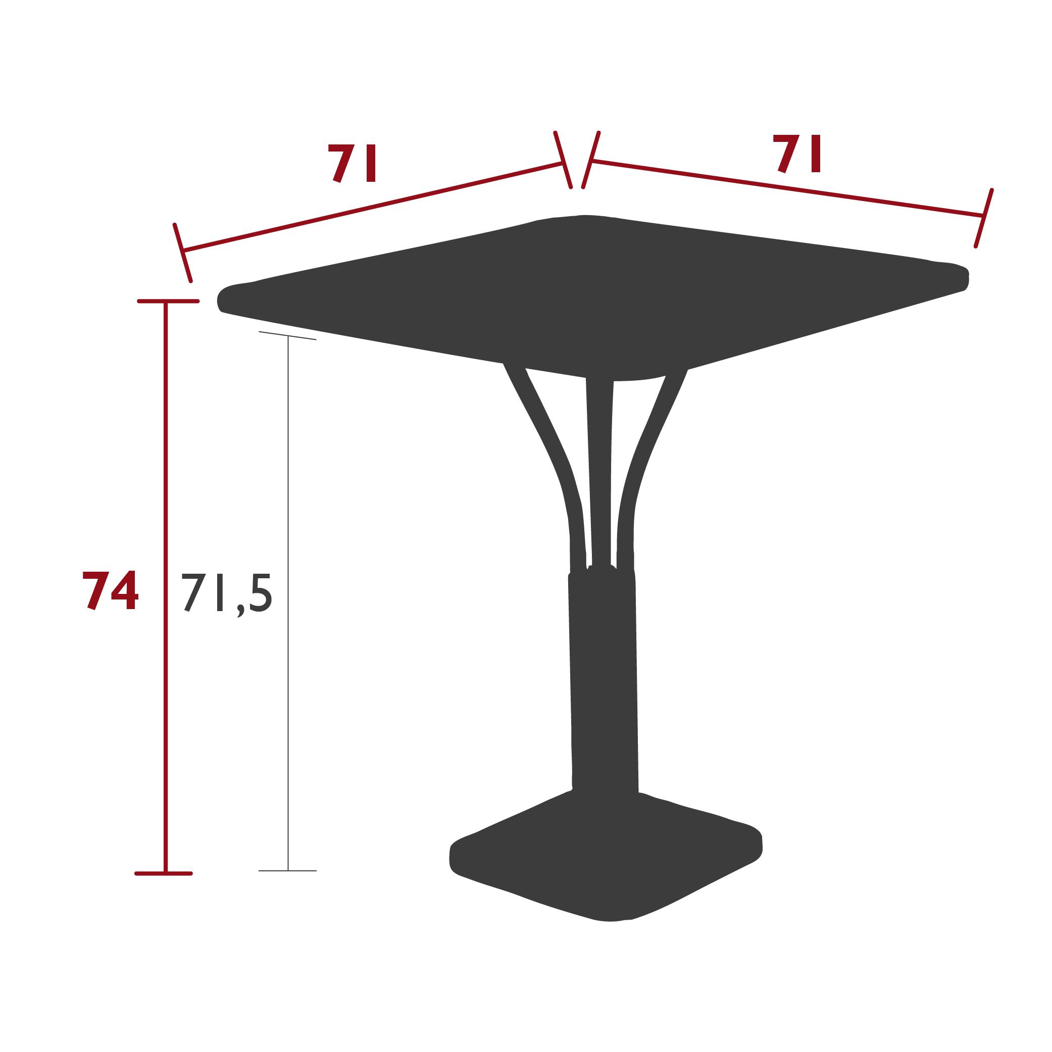 Luxembourg pedestal table 71 cm × 71 cm dimensions