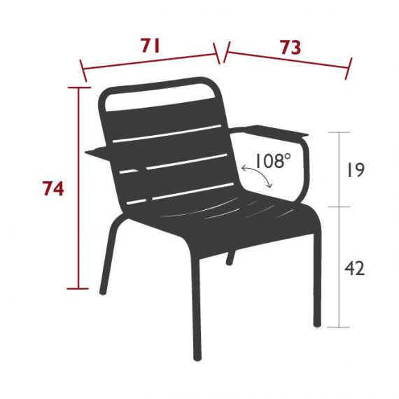 Luxembourg lounge armchair dimensions