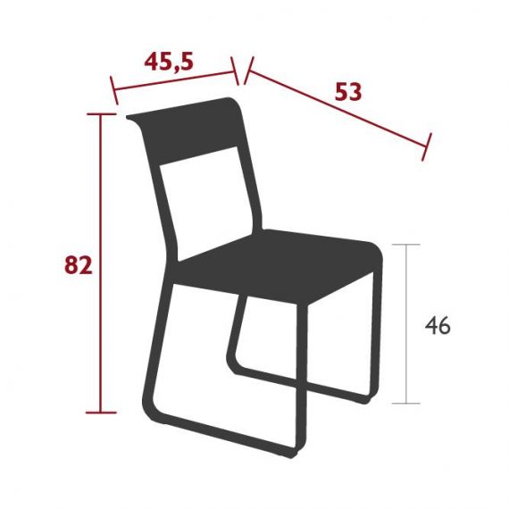 Bellevie chair v2 in dimensions