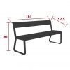 Bellevie bench with backrest dimensions