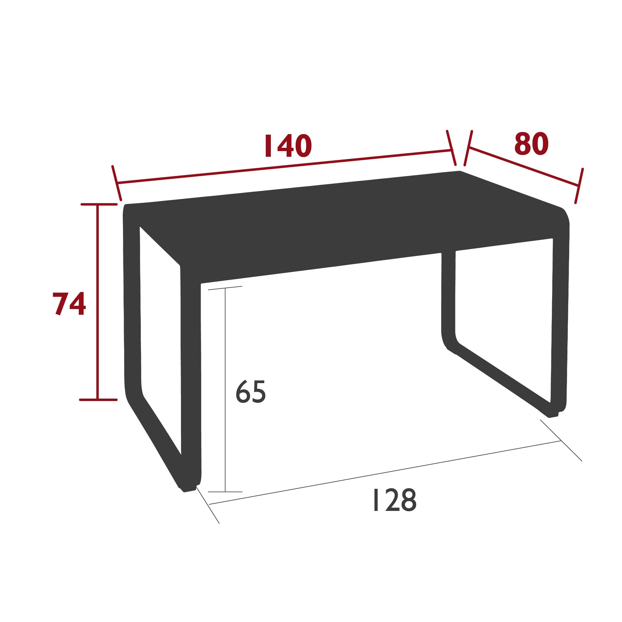 Bellevie table, dimensions