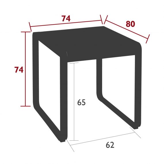 Bellevie table 74 cm × 80 cm dimensions