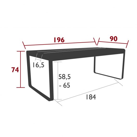 Bellevie table with storage dimensions
