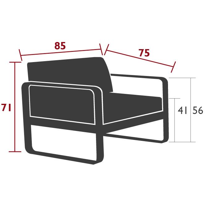 Bellevie low armchair, dimensions