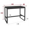 Bellevie high table 140 cm × 80 cm dimensions