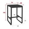 Bellevie high table 74 cm × 80 cm dimensions