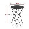 Bistro table 60 cm diameter dimensions