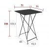 Bistro high table 71 cm × 71 cm dimensions