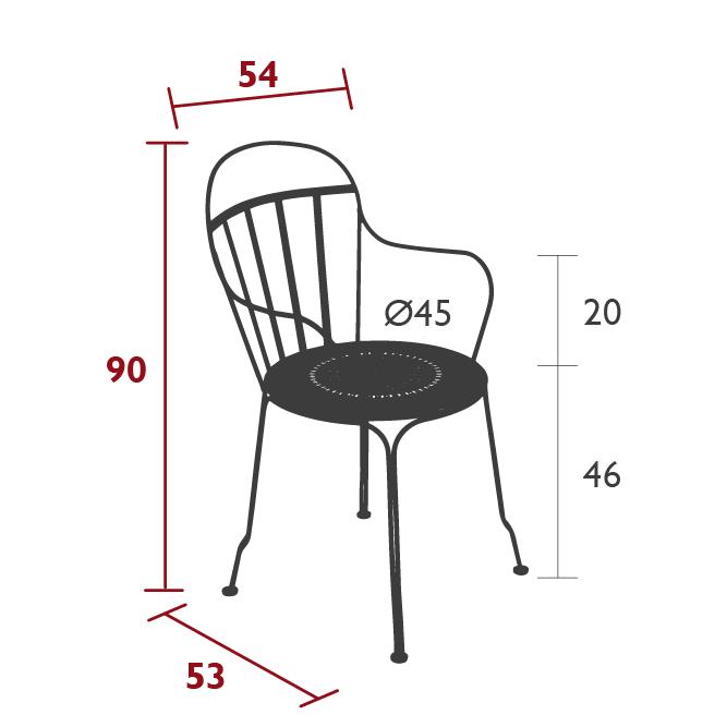 Louvre armchair, dimensions