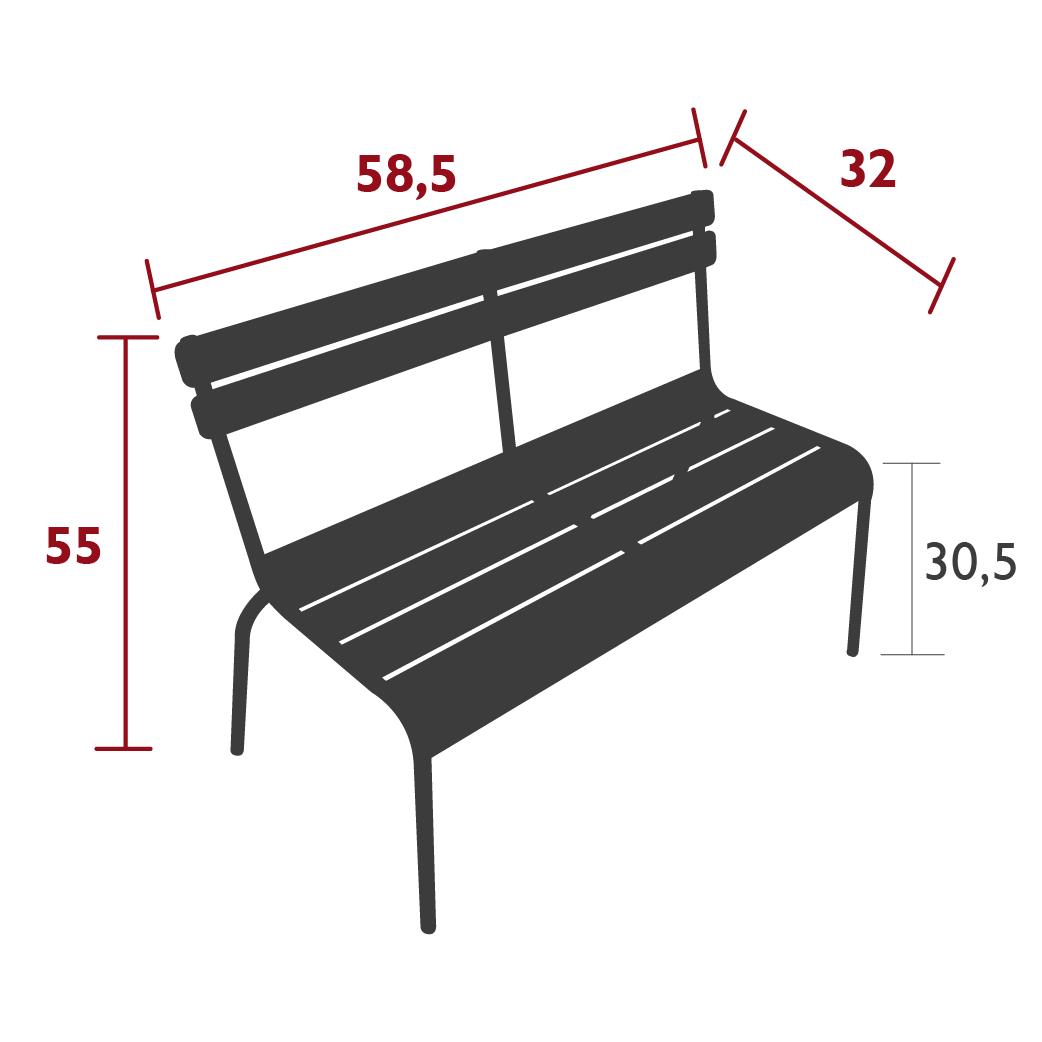 Luxembourg Kid bench, dimensions Luxembourg Kid bench, dimensions