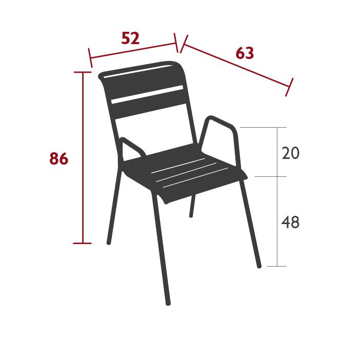 Monceau armchair dimensions