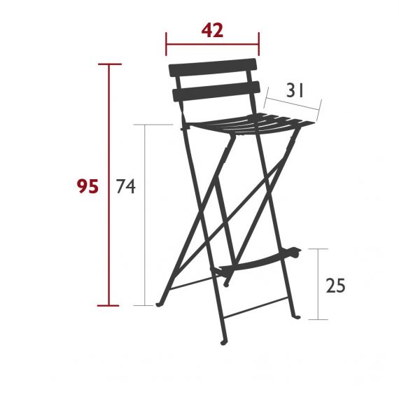 Bistro high chair, dimensions
