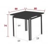 Costa table 80 cm × 80 cm dimensions