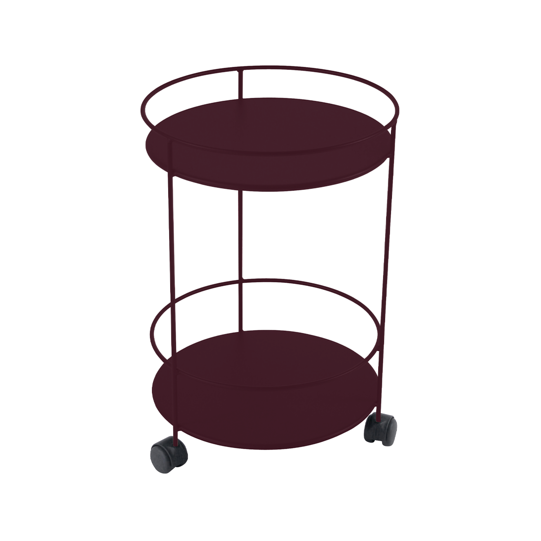 GUINGUETTE_GUERIDON_ROULETTES_DOUBLE_PLATEAU_PLEIN_CERISE_NOIRE