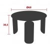 Bebop low table, 60 cm diameter, dimensions