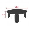 Bebop low table, 80 cm diameter, dimensions