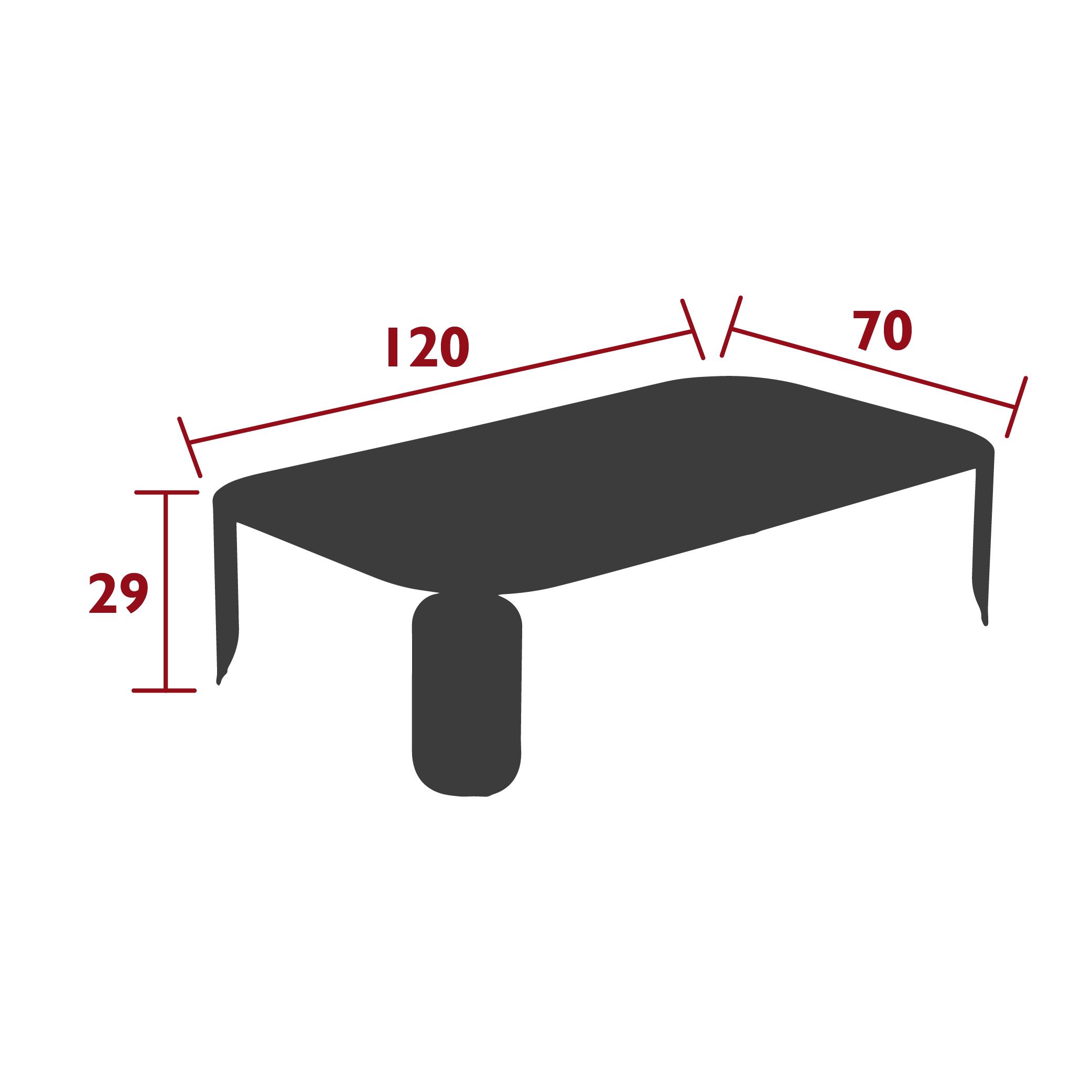 Bebop low table, 120 cm by 70 cm, dimensions Bebop low table, 120 cm by 70 cm, dimensions