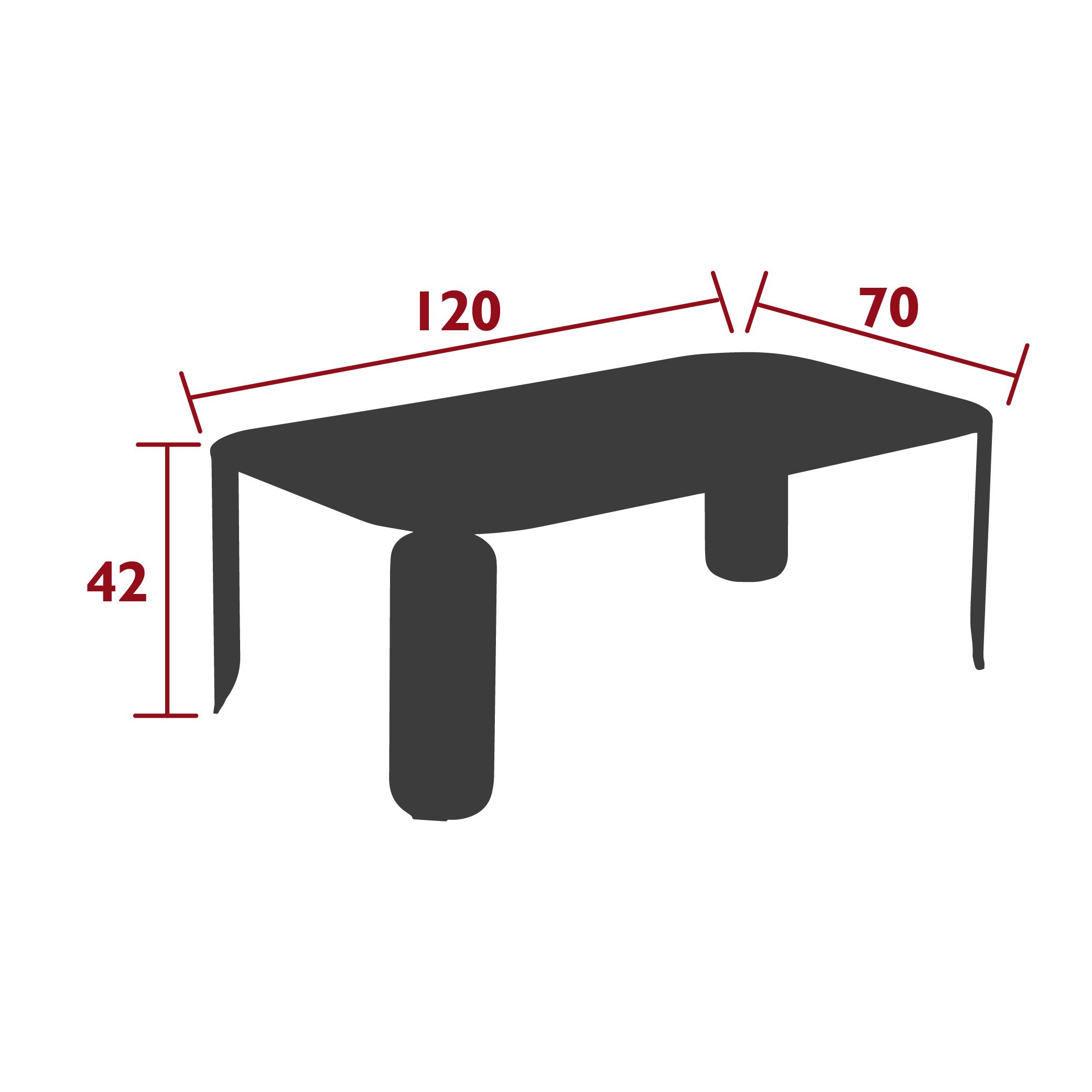 Bebop mid-low table, 120 cm by 70 cm, dimensions Bebop mid-low table, 120 cm by 70 cm, dimensions