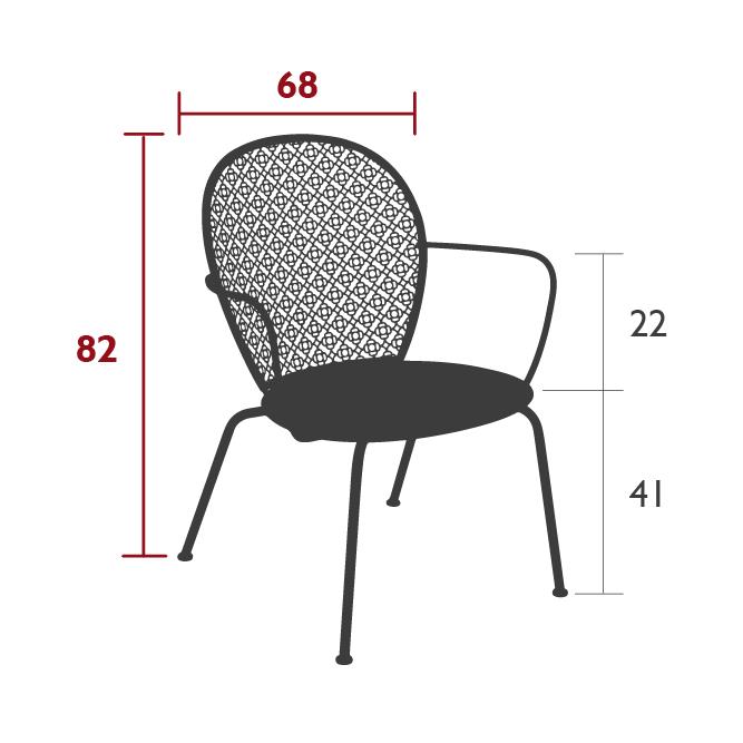 Lorette low armchair dimensions