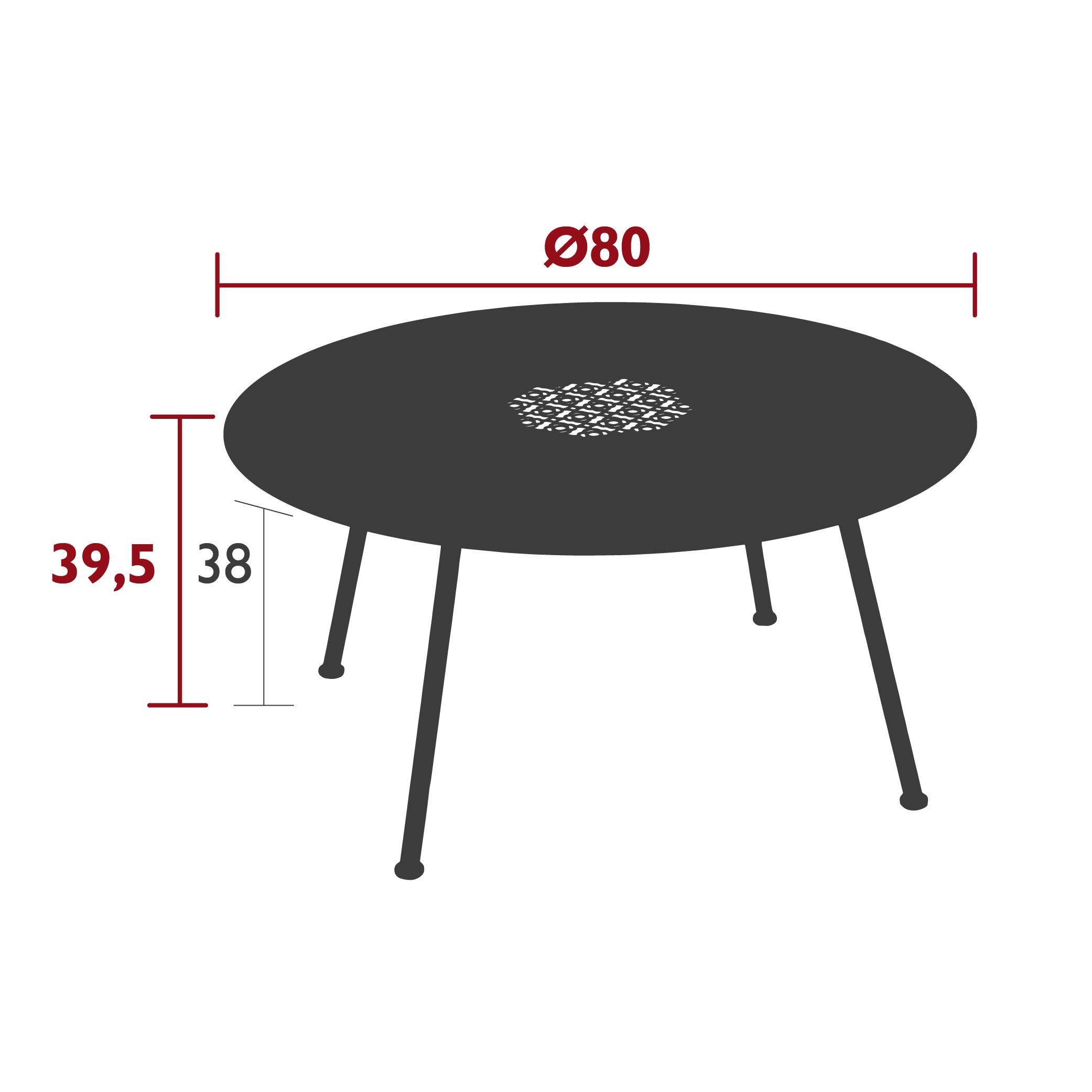 Lorette low table, 80 cm diameter, dimensions