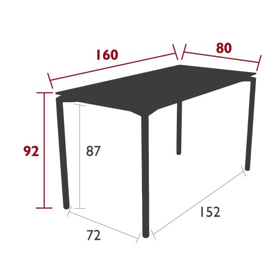 Calvi high table, dimensions