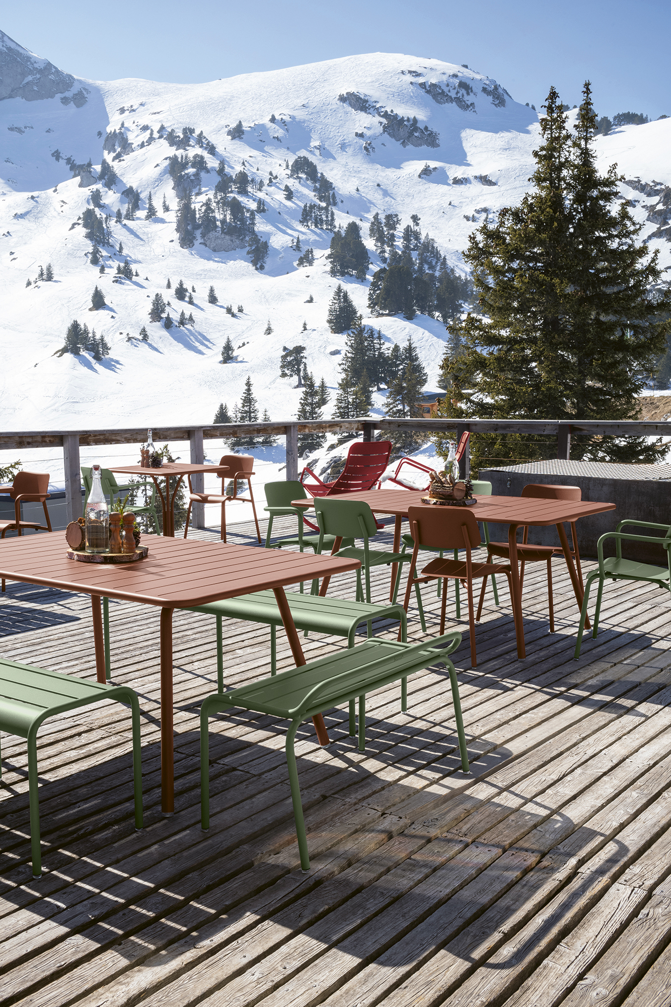 Luxembourg table, armchairs, chairs and bench