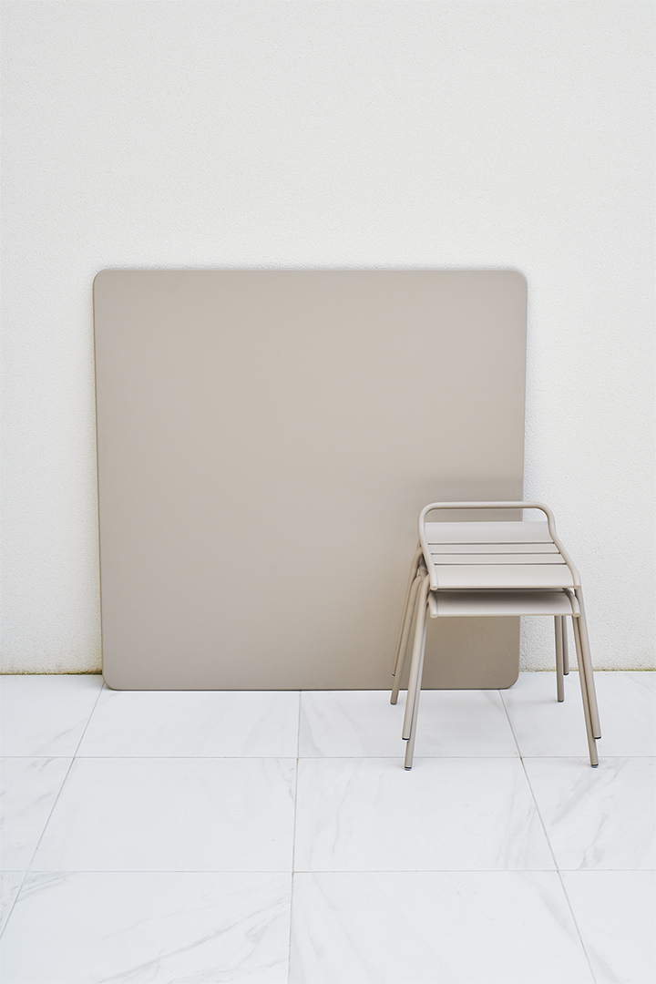 Monceau stools and Cargo table in Nutmeg Monceau stools and Cargo table in Nutmeg