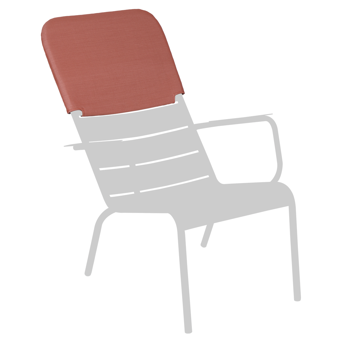 Luxembourg low armchair headrest in Red Ochre Stereo OTF